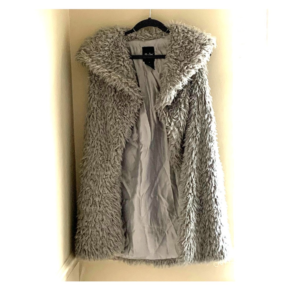 Gray furry vest